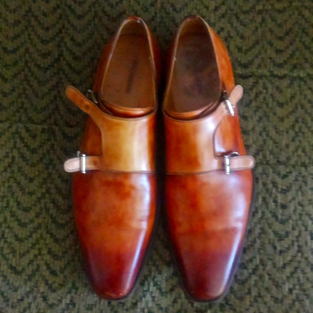 Magnanni Brown Monk Strap Dress Shoes